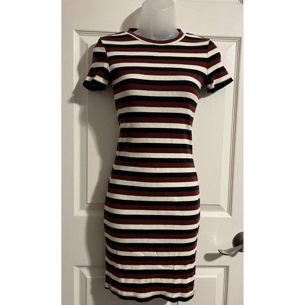 Mini Midi Zara Striped Neutral Dress Cute Simple Dress Stripes Bodycon